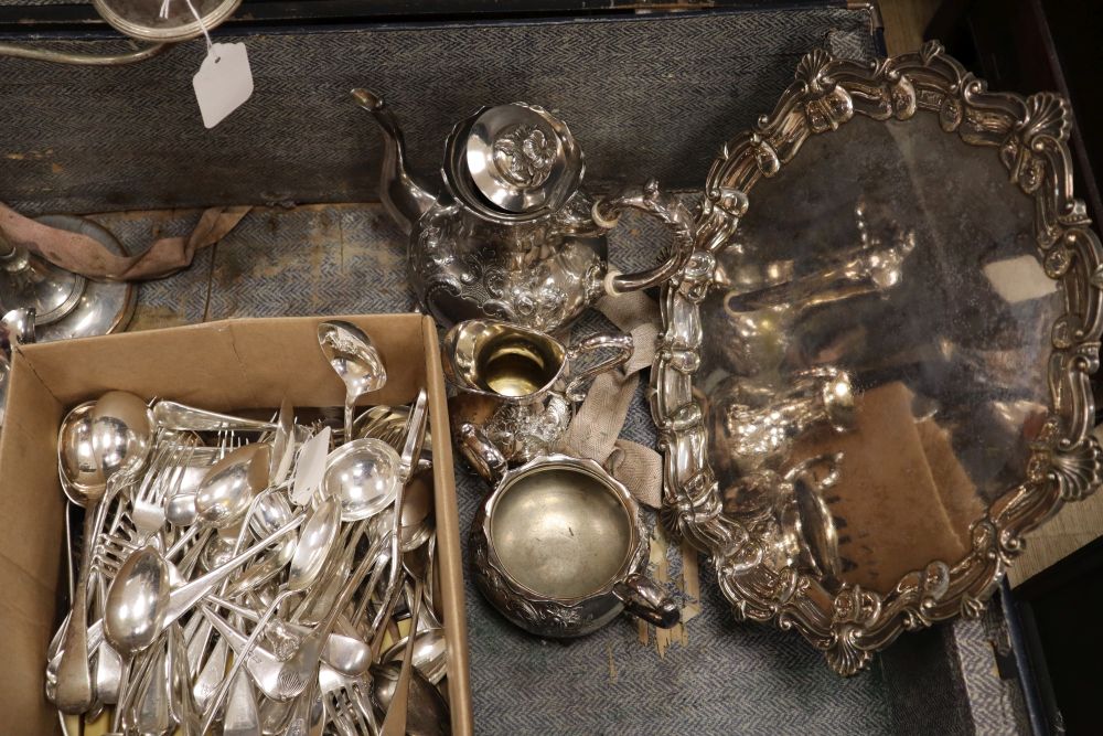 A quantity mixed cutlery and plated items